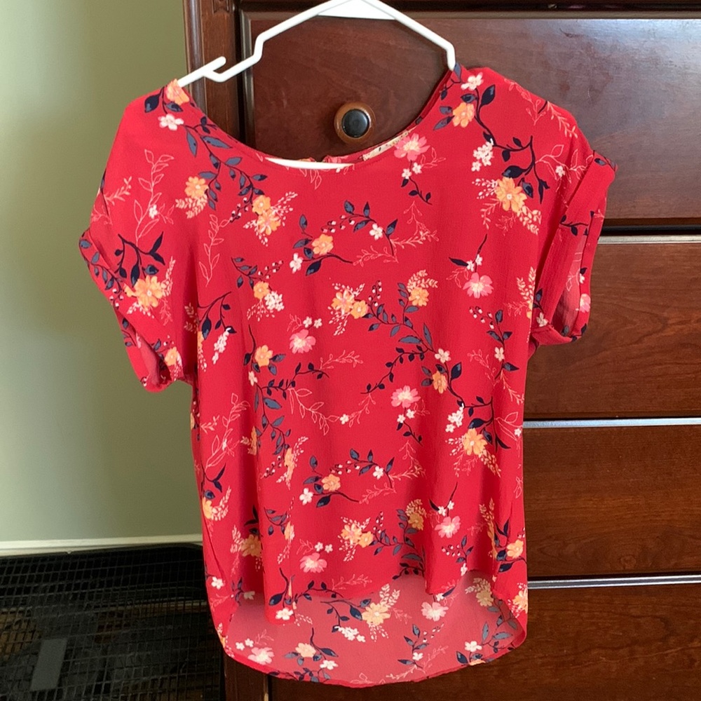 Pink Rose floral blouse, worn only once